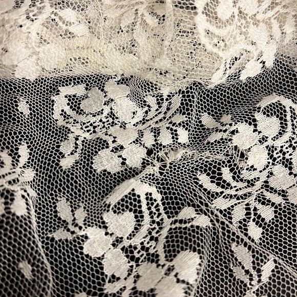 Scott McClintock Vintage lace ivory wedding dress organza silk crochet detail, S - Picture 16 of 17